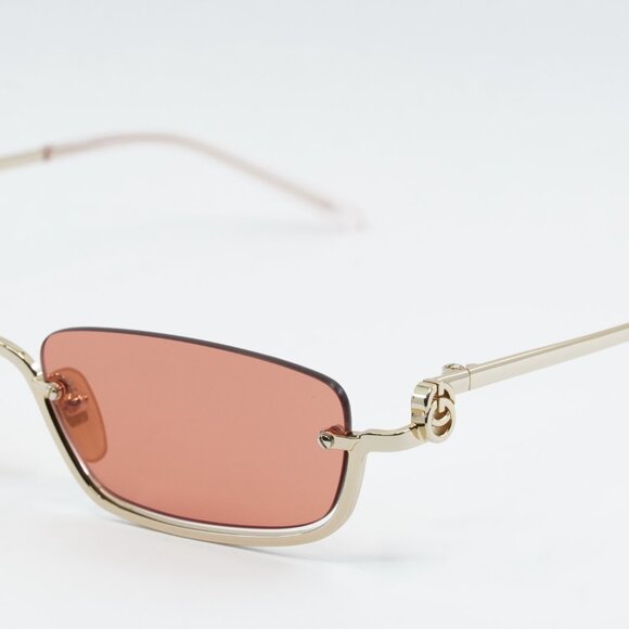 Gucci GG1278S 003 Sunglasses Gold Rectangle Frame, Red Lenses - Picture 4 of 11